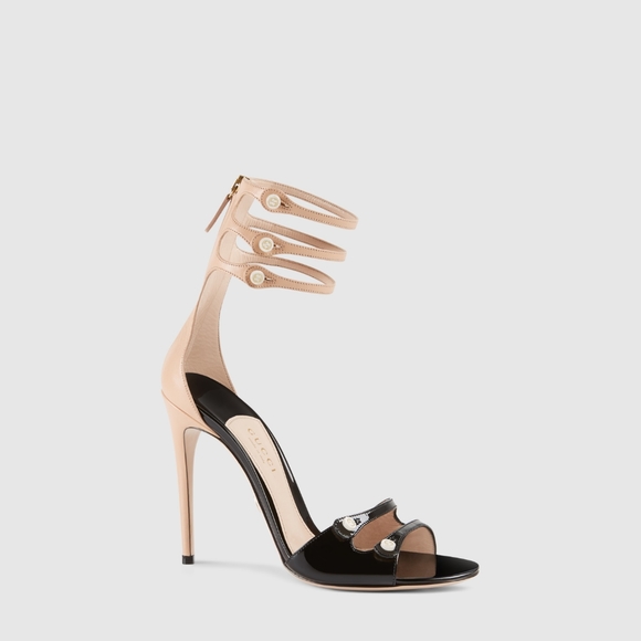 Gucci Black Patent & Blush Pink Leather Heels - Picture 1 of 2